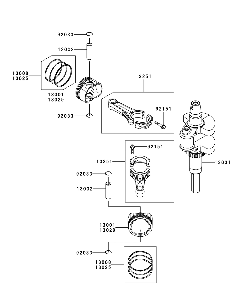 Kawasaki Fr691v-As05 Piston And Crankshaft Diagram and Parts List for Z-FORCES54 (17AI5GHC-17AI5GHC010)(2012) Cub Cadet Lawn Tractor